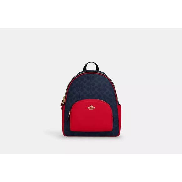 Coach Court Backpack In Signature Canvas CZ176 Denim/Bold Red - Picture 8 of 8